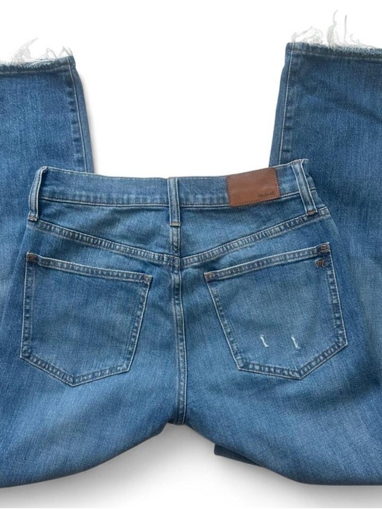 Madewell Denim - Madewell Women’s Medium Blue Straight-Leg Jeans with Brown Patch